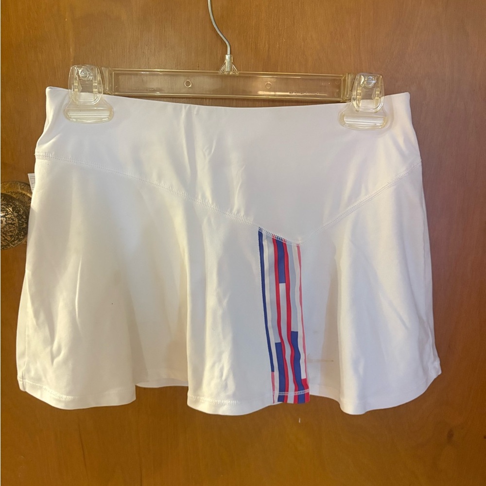 White Nike Tennis Skirt with Striped Detail